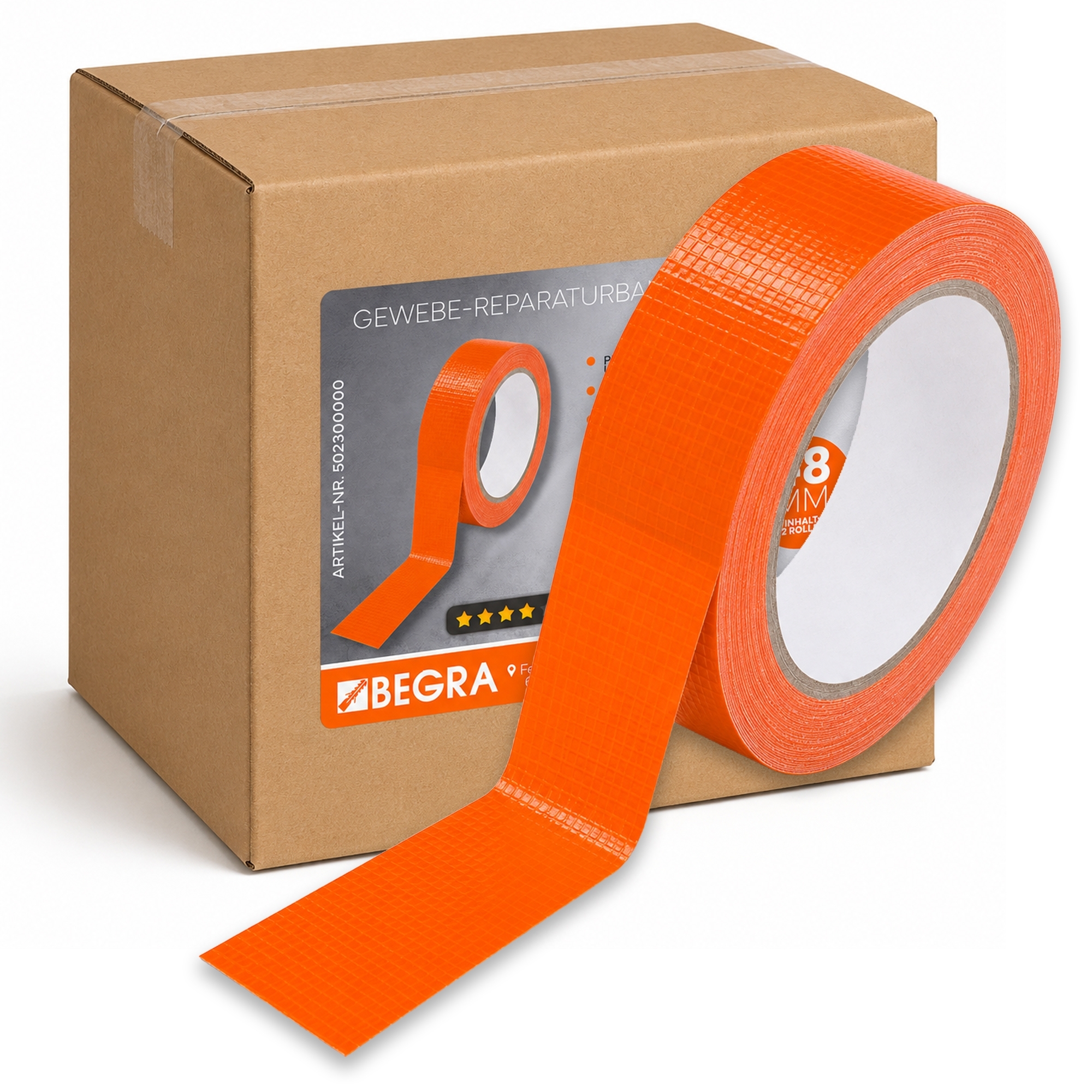Gewebe-Reparaturband, orange 48mm / 50m Rolle