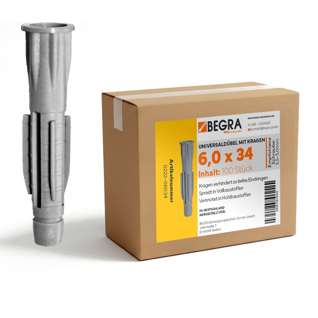 Universaldübel mit Kragen 6,0 x 34mm / VE100