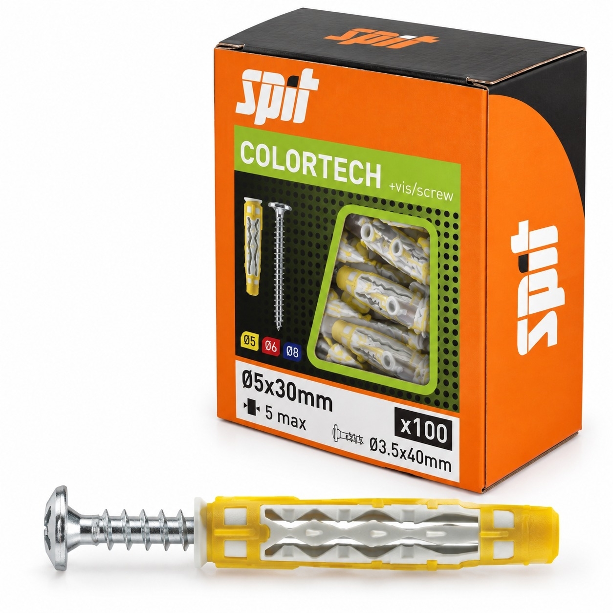 Universaldübel m. Schraube COLORTECH 5x 30mm VE100