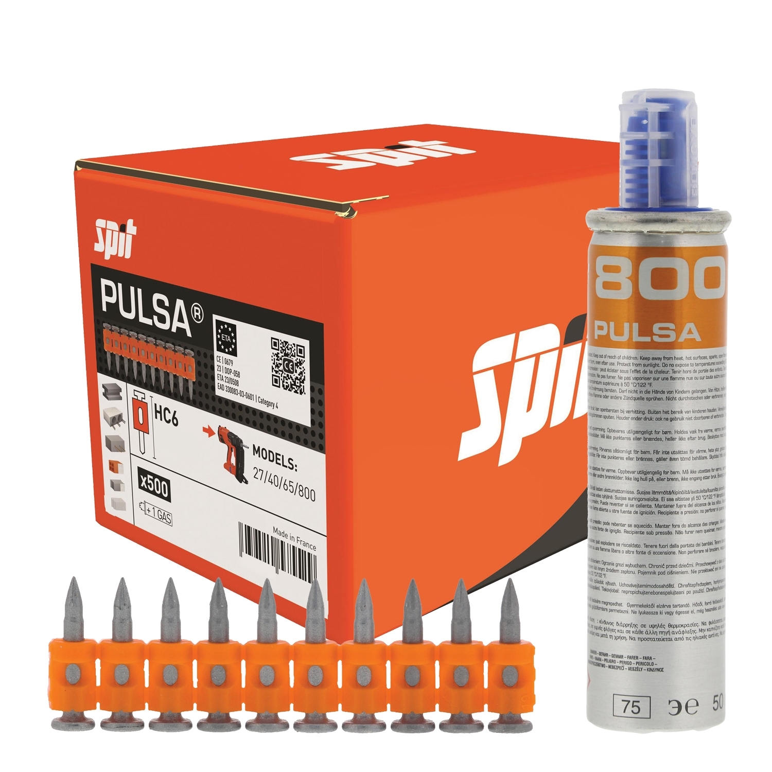 SPIT PULSA 27/40/65/800 Nägel HC6-15 + Gas / VE500