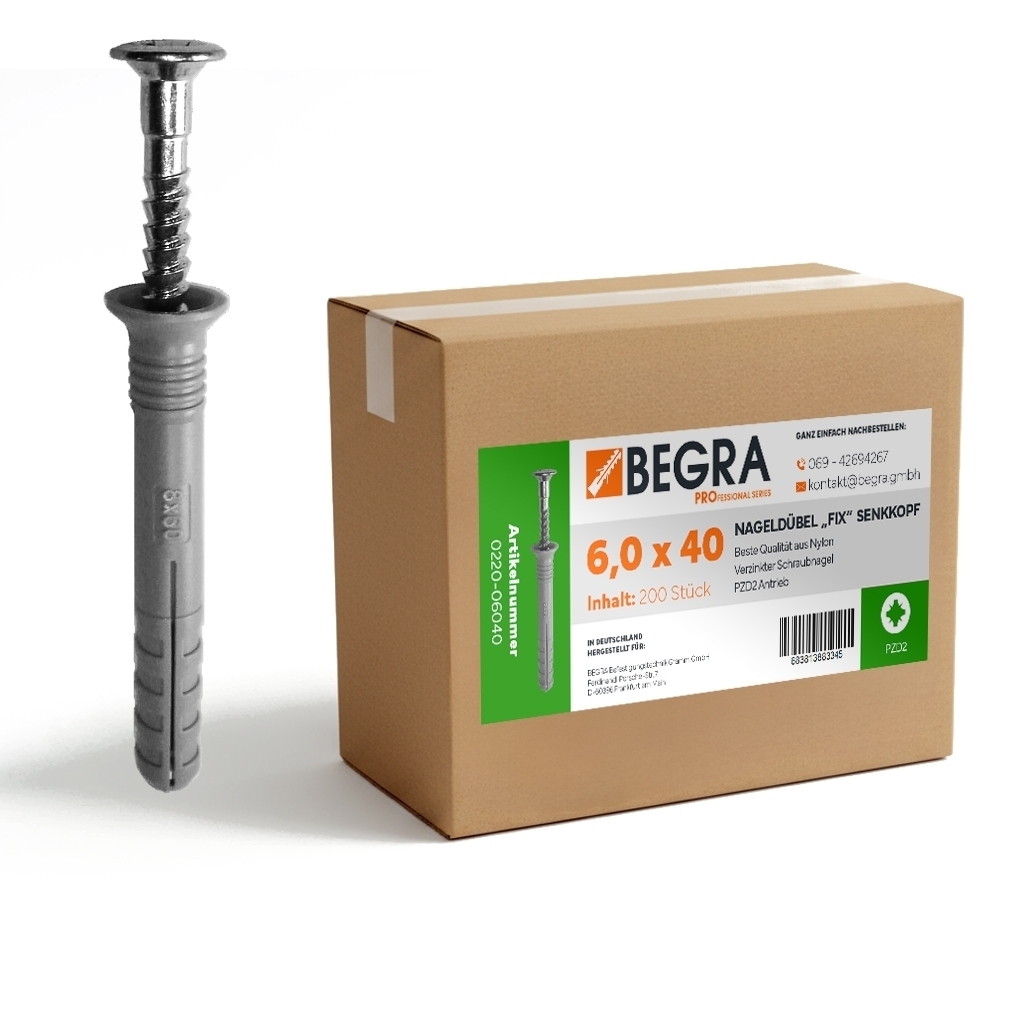 200 Stk. Nageldübel FIX SK 6,0mm Senkkopf PZ2