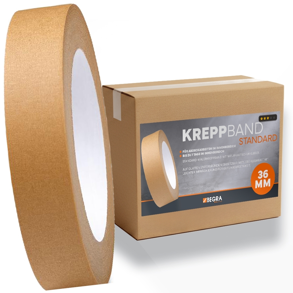 Kreppband Standard, braun 29mm breit / 50m Rolle