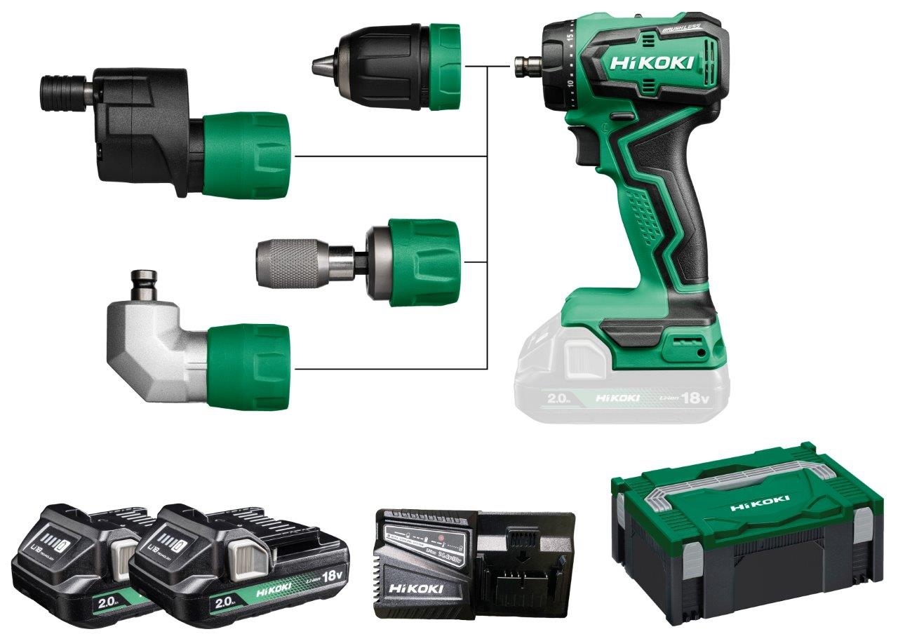 Akku-Bohrschrauber HiKOKI DS18DDQ + Köpfe 2,0 HSC