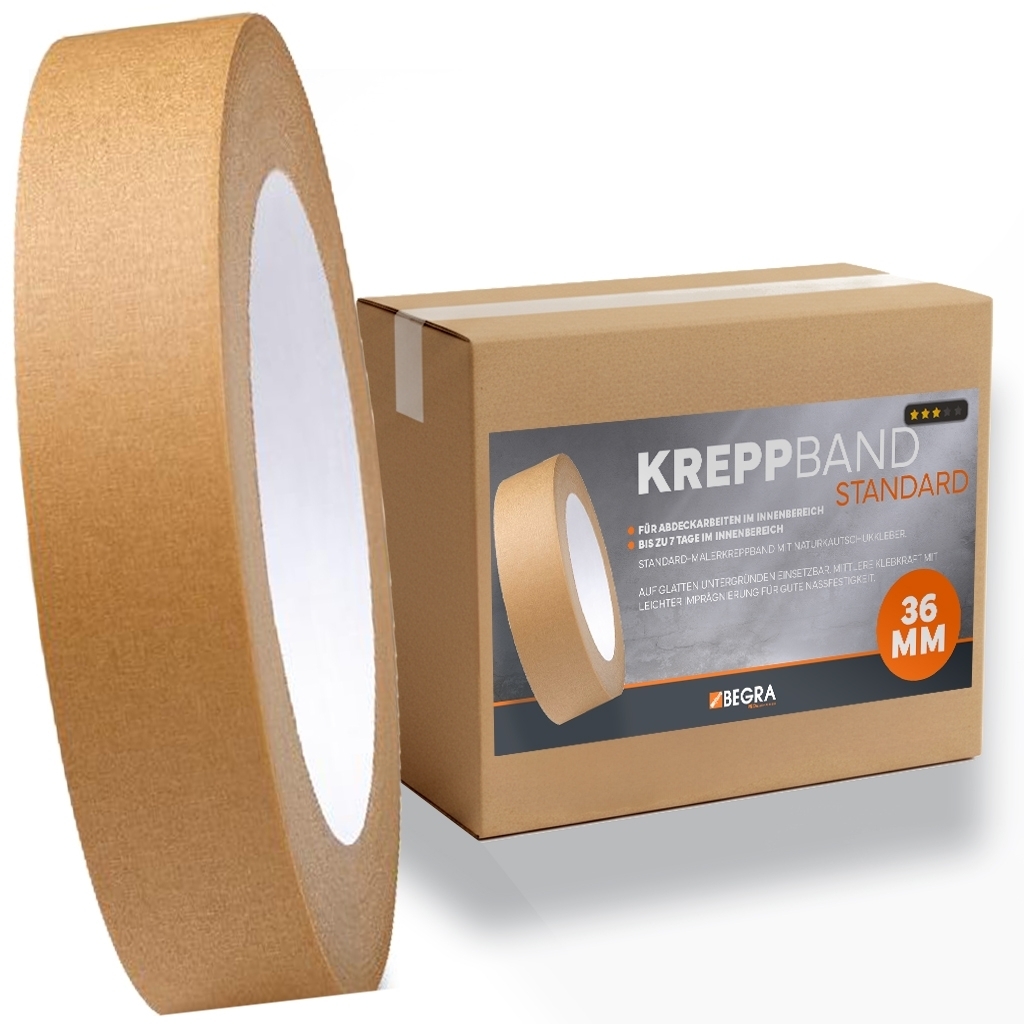 Kreppband Standard braun 29 -48 mm breit 50m Rolle
